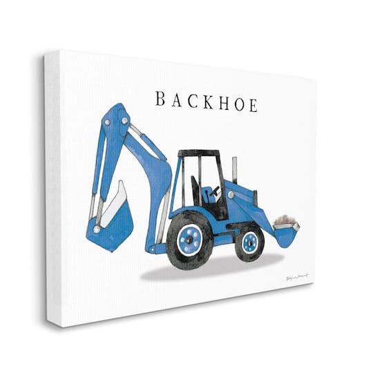 Stupell Industries Blue Backhoe Construction Truck Canvas Wall Art